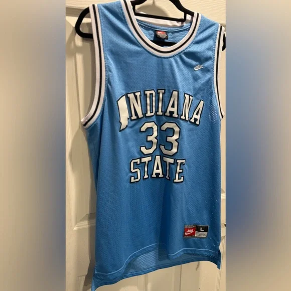 Nike Indiana State Larry Bird #33 Jersey Blue Mesh Size Large NCAA Basketball - Picture 4 of 9